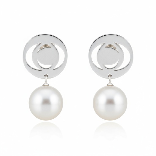 [AG1275] PENDIENTES PLATA 925MM CIRCULO + PERLAS