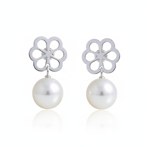 [AG1276] PENDIENTE PLATA 925MM FLOR PERLA