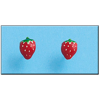 [AG1288] PENDIENTE PLATA 925MM FRESA ESMALTADA