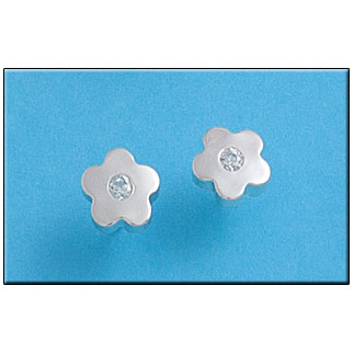[AG1328] PENDIENTE PLATA 925MM FLOR CIRCONITAS