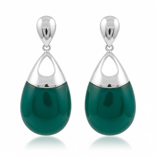 [AG1404] PENDIENTES PLATA 925MM RESINA VERDE