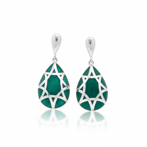 [AG1406] PENDIENTES PLATA 925MM RESINA VERDE