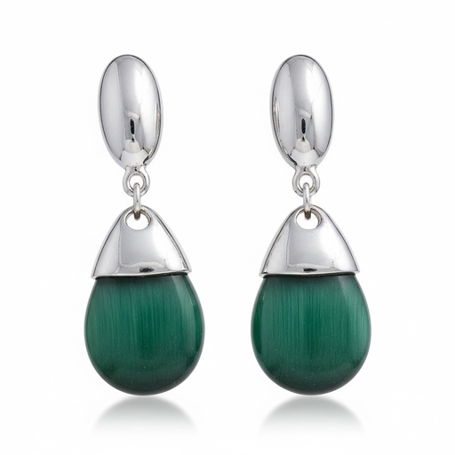 [AG1409] PENDIENTES PLATA 925MM OJO DE GATO VERDE