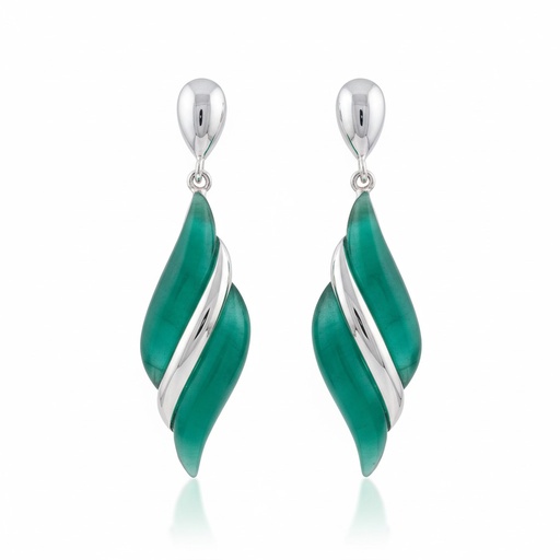 [AG1419] PENDIENTES PLATA 925MM RESINA VERDE