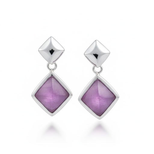 [AG1421] PENDIENTES OJO DE GATO FUCSIA PLATA 925MM