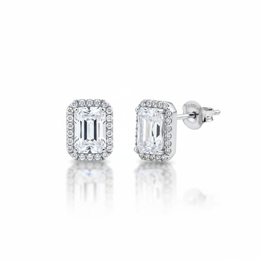 [AG1464] PENDIENTES RECTANGULAR PLATA 925MM 