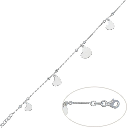 [AG154] PULSERA PLATA 925MM CORAZONES