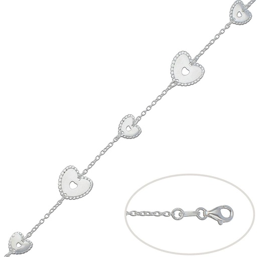 [AG158] PULSERA PLATA 925MM CORAZONES