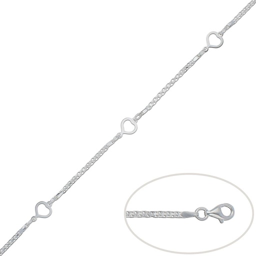 [AG182] PULSERA PLATA 925MM CORAZONES