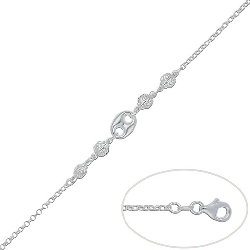 [AG189] PULSERA PLATA 925MM CALABROTE + CONCHAS