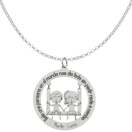 [AG2054] GARGANTILLA PLATA 925MM FRASE+NIÑA+NIÑO - 28MM
