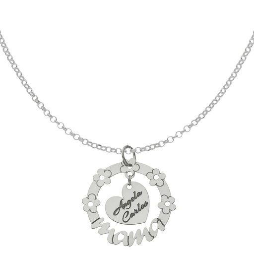 [AG2060] GARGANTILLA PLATA 925MM MAMA + FLORES