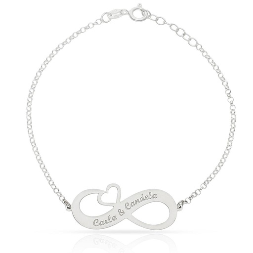[AG227] PULSERA PLATA 925MM INFINITO + CORAZON