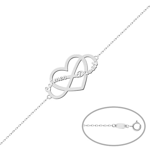 [AG233] PULSERA PLATA 925MM INFINITO + CORAZON