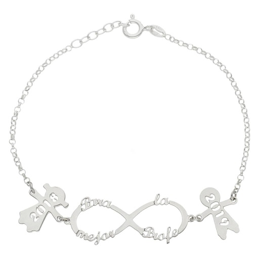 [AG235] PULSERA PLATA 925MM INFINITO + NIÑOS