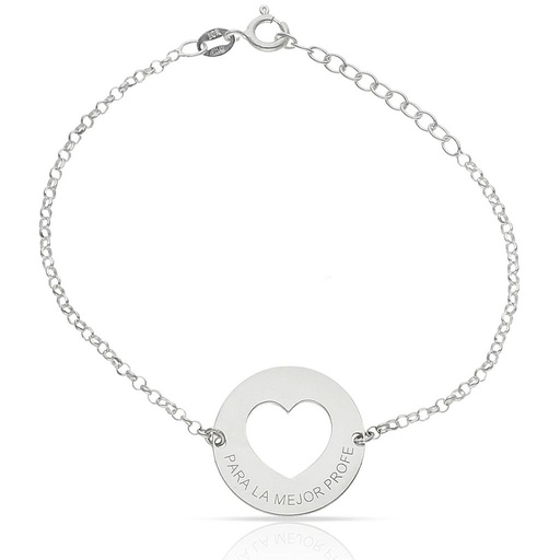 [AG240] PULSERA PLATA 925MM CORAZON + FRASE - 20MM
