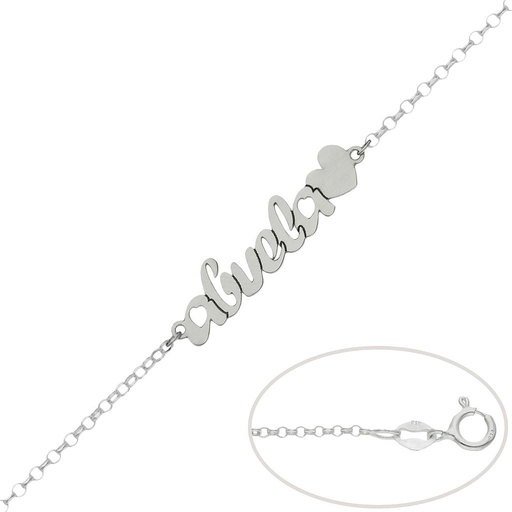 [AG252] PULSERA PLATA 925MM ABUELA + CORAZON
