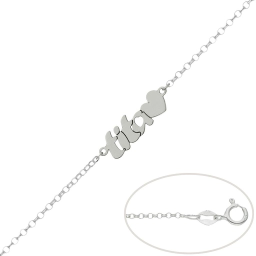 [AG253] PULSERA PLATA 925MM TITA + CORAZON