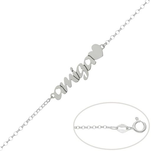 [AG255] PULSERA PLATA 925MM AMIGA + CORAZON