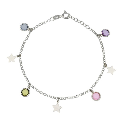 [AG269] PULSERA PLATA 925MM ESTRELLAS + PIEDRAS