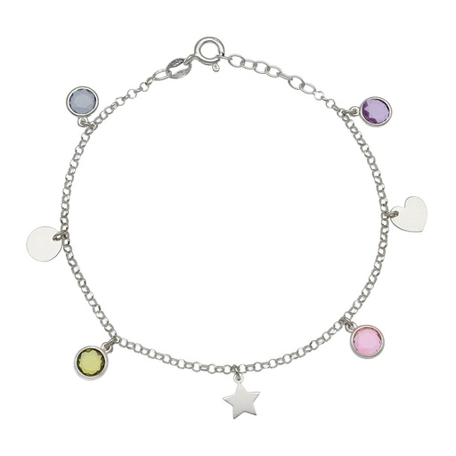 [AG270] PULSERA PLATA 925MM MINI CHARMS MIX + PIEDRAS