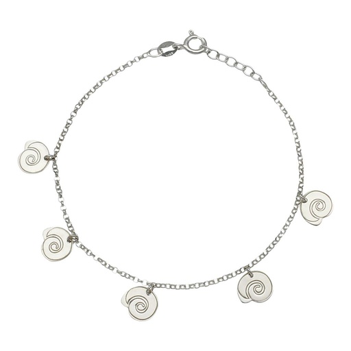 [AG274] TOBILLERA PLATA 925MM MINI CHARMS CARACOLAS