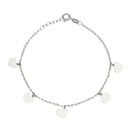[AG275] TOBILLERA PLATA 925MM MINI CHARMS CORAZONES