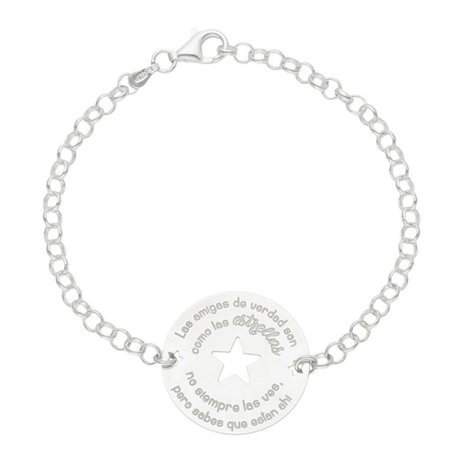 [AG287] PULSERA PLATA 925MM AMIGAS ESTRELLA + FRASE
