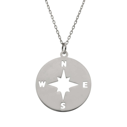 [AG393] GARGANTILLA PLATA 925MM ROSA DE LOS VIENTOS