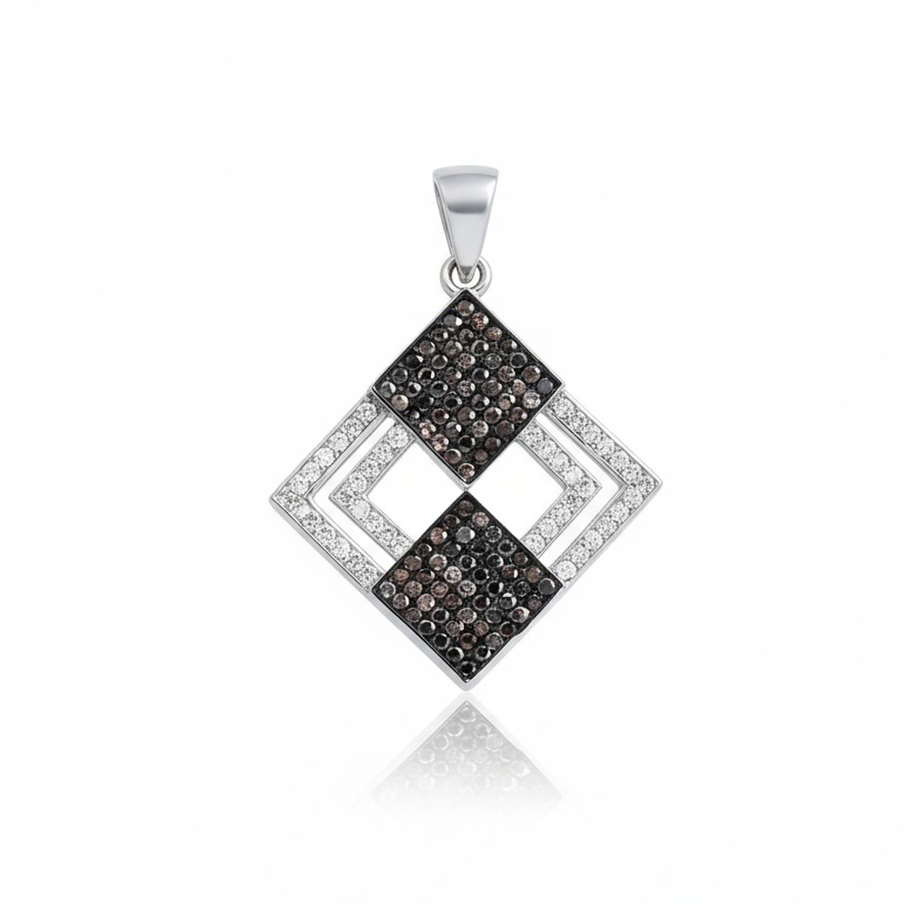 COLGANTE PLATA 925MM CIRCONITAS MARRONES