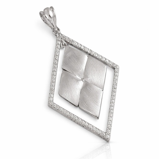 [AG504] COLGANTE PLATA 925MM ROMBO CIRCONITAS