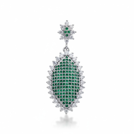 [AG5044G] COLGANTE PLATA 925MM CIRCONITAS VERDES