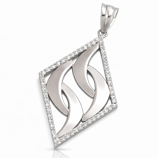 [AG508] COLGANTE PLATA 925MM ROMBO CIRCONITAS