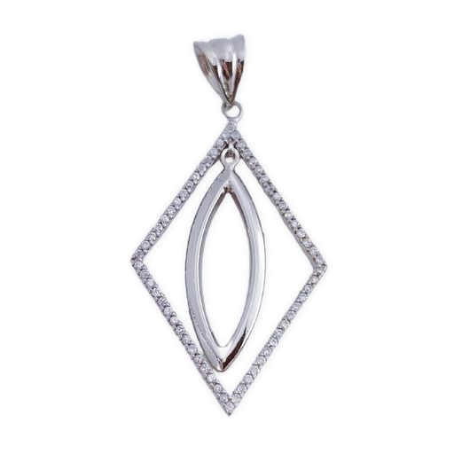 [AG509] COLGANTE PLATA 925MM ROMBO CIRCONITAS