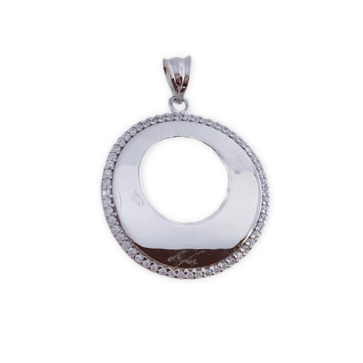 [AG516] COLGANTE PLATA 925MM CIRCULO CIRCONITAS