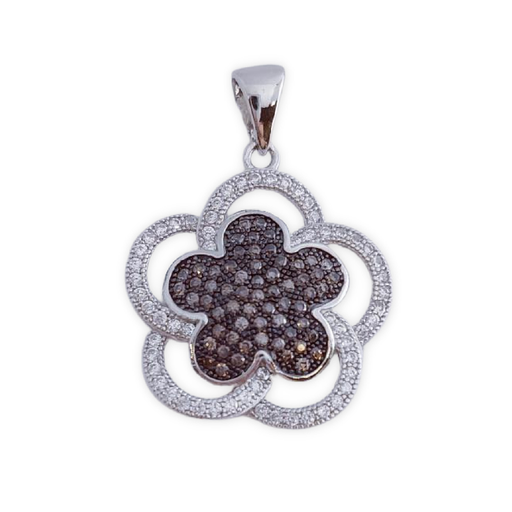 [AG595] COLGANTE PLATA 925MM FLOR CIRCONITAS