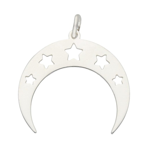 [AG611] COLGANTE PLATA 925MM LUNA + ESTRELLAS
