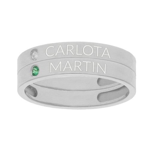 SORTIJA PLATA 925MM - 2 ANILLOS PERSONALIZADOS NOMBRE