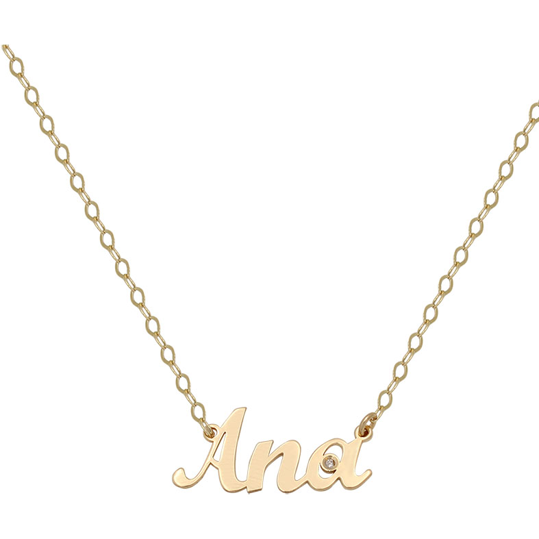 COLGANTE ORO 18KL NOMBRE MEDIANO + DIAMANTE