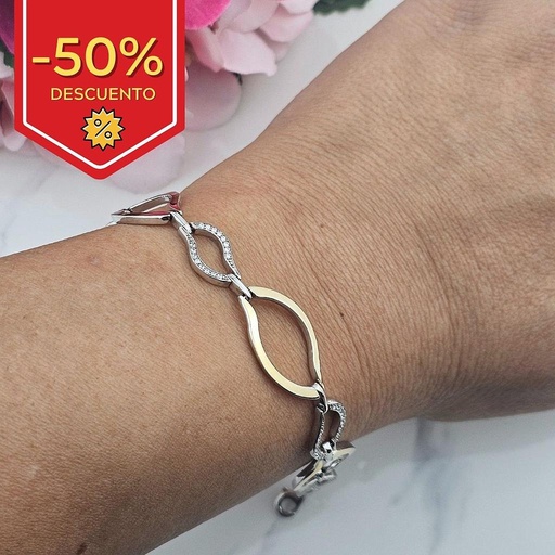 [PT850] PULSERA PLATA Y ORO CHAPADO CIRCONITAS