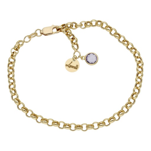 [HT102L] PULSERA MI HISTORIA ORO 18KL 4MM - LILA