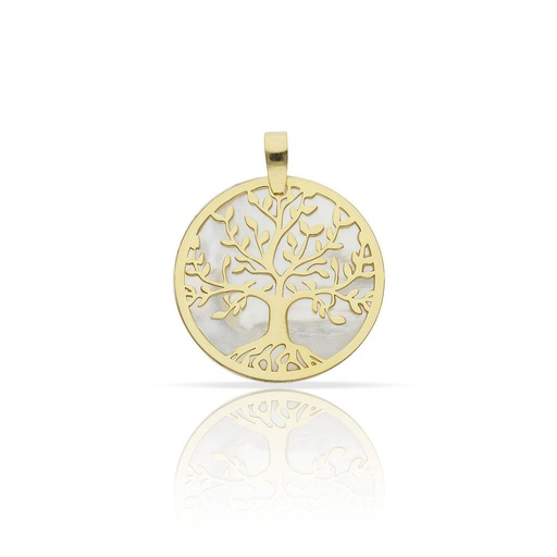 [AG651] COLGANTE PLATA CHAPADA ORO ARBOL DE LA VIDA NACAR  - 18MM