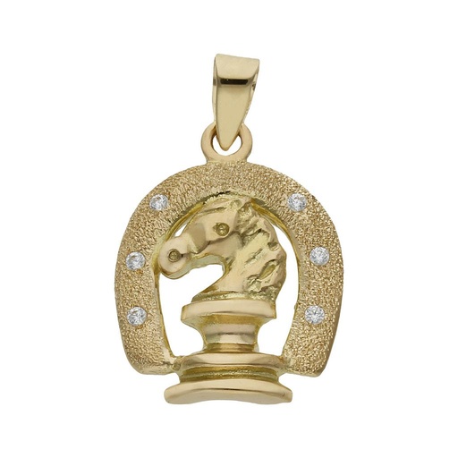 COLGANTE ORO 18KL CABALLO CIRCONITAS - 14X19MM