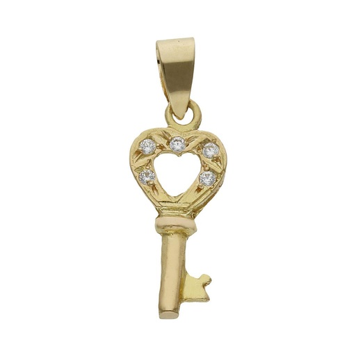[G1047] COLGANTE ORO 18KL LLAVE CIRCONITAS - 8x17MM
