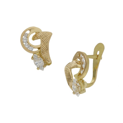 [P1412] PENDIENTES ORO 18KL LUNA CIRCONITAS - 9x11MM