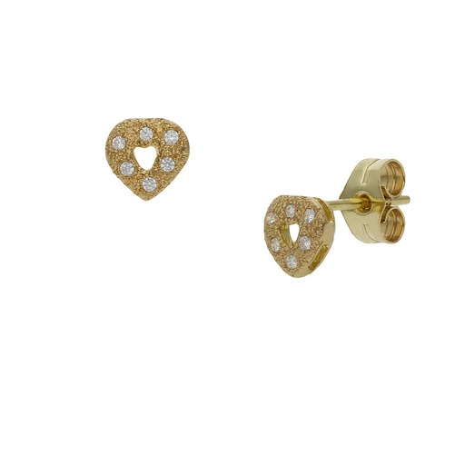 [P1379] PENDIENTES ORO 18KL CORAZON CIRCONITAS - 6MM