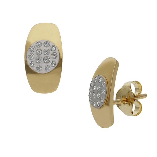 [P1437] PENDIENTES ORO 18KL BICOLOR OVAL - 6x11MM