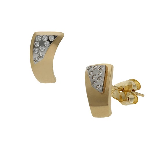 [P1439] PENDIENTES ORO 18KL  BICOLOR - 5x10MM