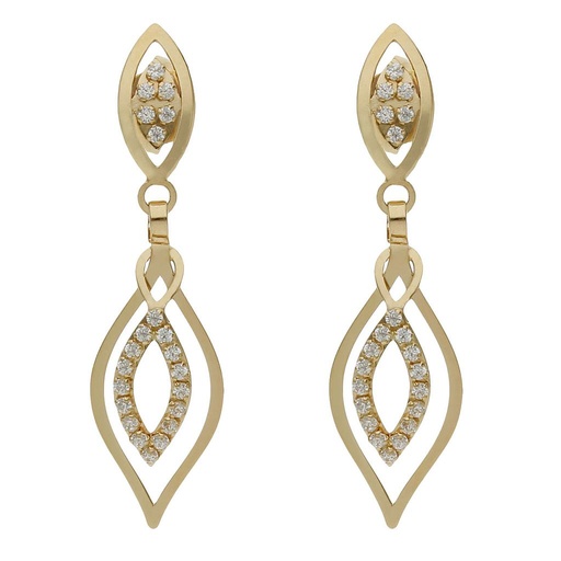 [P1466] PENDIENTES ORO 18KL CIRCONITAS - 8x30MM