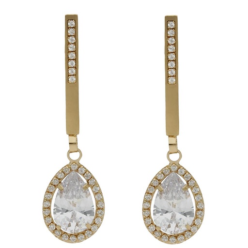[P1467] PENDIENTES ORO 18KL CIRCONITAS - 9x35MM